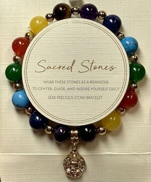 Sacred Stones Semi Precious Beaded Stretch Bracelet New